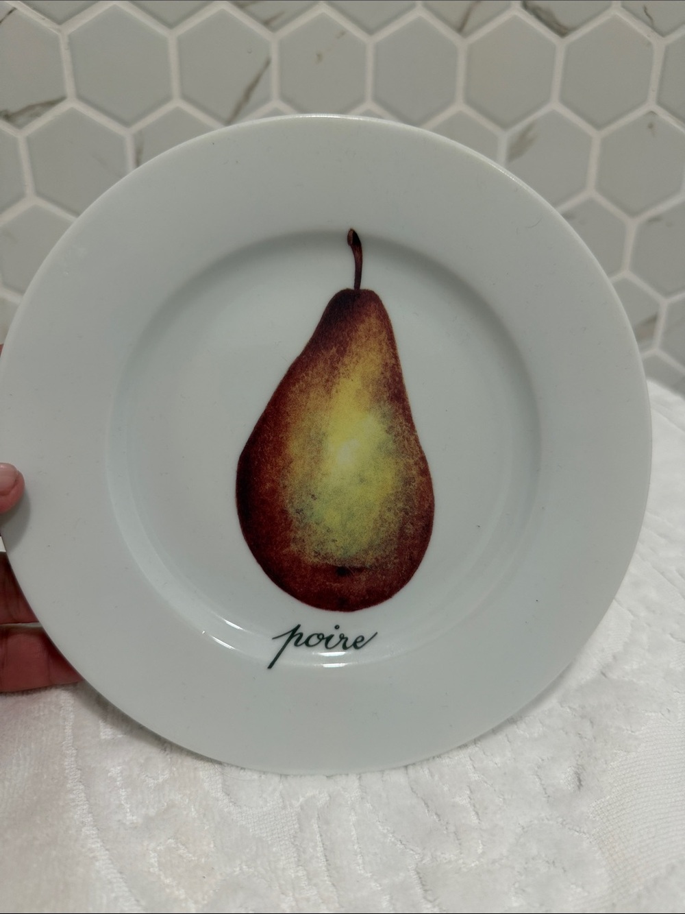 Limoges Porcelain Plate with Yellow and Brown Pear Motif